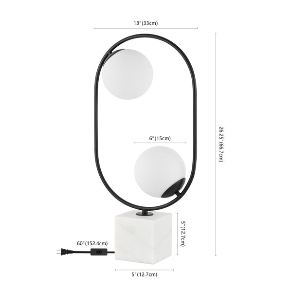 Safavieh IMRIE, 26.25-Inch White/Black Table Lamp - Modern Iron & Marble Design for Stylish Ambient Lighting TBL4318A