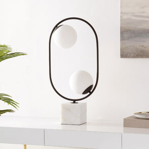 Safavieh IMRIE, 26.25-Inch White/Black Table Lamp - Modern Iron & Marble Design for Stylish Ambient Lighting TBL4318A