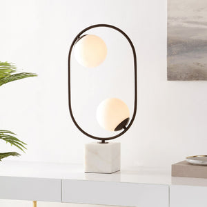 Safavieh IMRIE, 26.25-Inch White/Black Table Lamp - Modern Iron & Marble Design for Stylish Ambient Lighting TBL4318A
