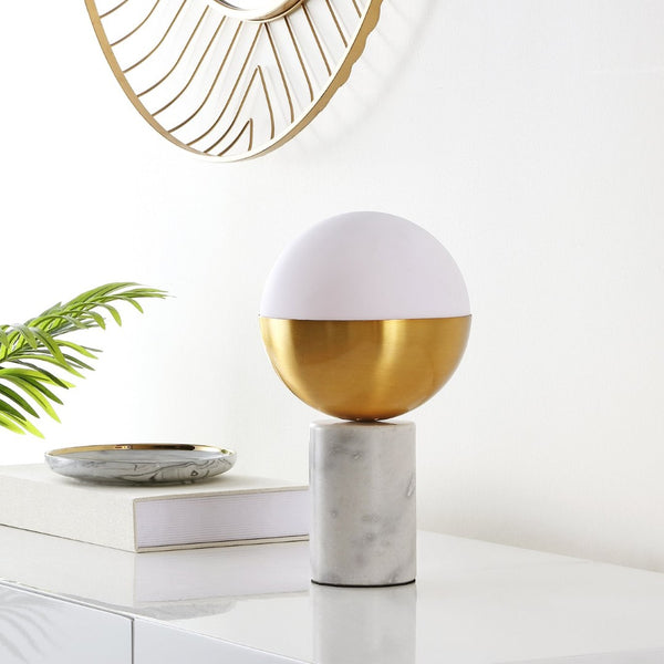 Safavieh EVOLET, 12.25" Gold & White Table Lamp with Marble Base – Modern Elegance for Every Room! TBL4320A
