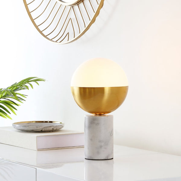 Safavieh EVOLET, 12.25" Gold & White Table Lamp with Marble Base – Modern Elegance for Every Room! TBL4320A