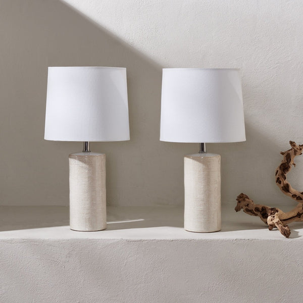 Safavieh JONIE, Elegant 19-Inch Ivory Ceramic Table Lamp Set of 2 for Modern Home Décor and Soft Illumination TBL4335B-SET2