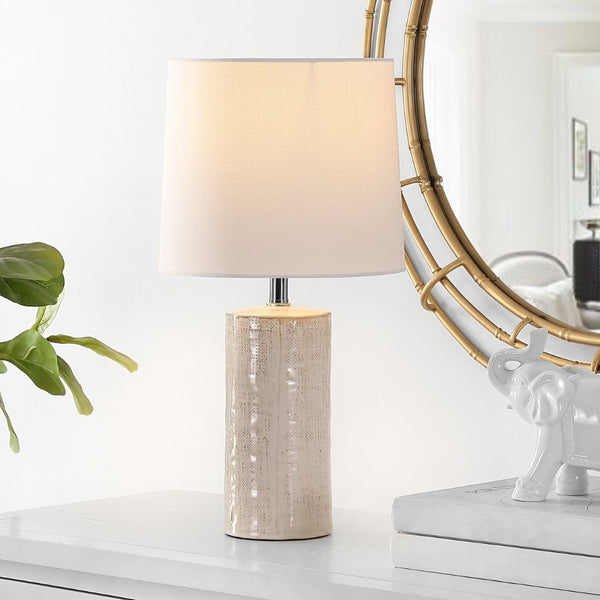 Safavieh JONIE, Elegant 19-Inch Ivory Ceramic Table Lamp Set of 2 for Modern Home Décor and Soft Illumination TBL4335B-SET2