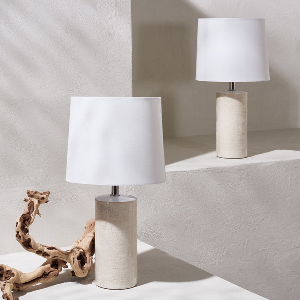 Safavieh JONIE, Elegant 19-Inch Ivory Ceramic Table Lamp Set of 2 for Modern Home Décor and Soft Illumination TBL4335B-SET2
