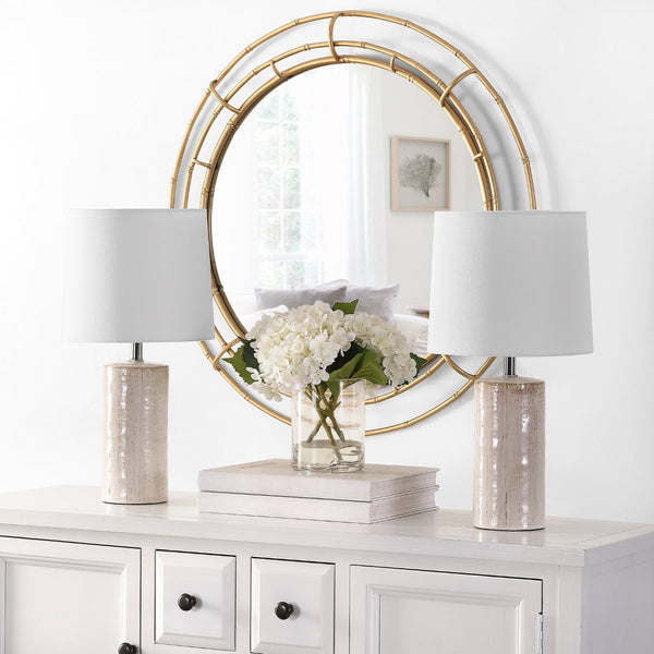 Safavieh JONIE, Elegant 19-Inch Ivory Ceramic Table Lamp Set of 2 for Modern Home Décor and Soft Illumination TBL4335B-SET2