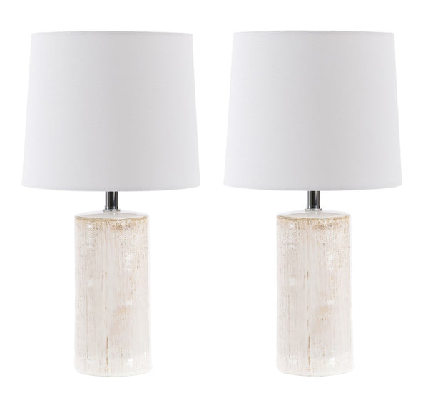 Safavieh JONIE, Elegant 19-Inch Ivory Ceramic Table Lamp Set of 2 for Modern Home Décor and Soft Illumination TBL4335B-SET2