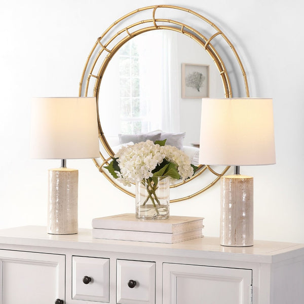 Safavieh JONIE, Elegant 19-Inch Ivory Ceramic Table Lamp Set of 2 for Modern Home Décor and Soft Illumination TBL4335B-SET2