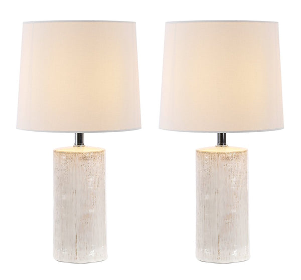 Safavieh JONIE, Elegant 19-Inch Ivory Ceramic Table Lamp Set of 2 for Modern Home Décor and Soft Illumination TBL4335B-SET2