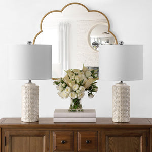 Safavieh ARTEF, Elegant Ceramic Table Lamp Set of 2 - 24-Inch Modern Design for Stylish Home Lighting Ivory TBL4338A-SET2