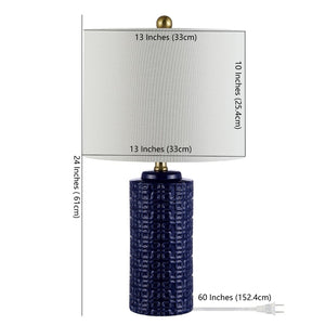 Safavieh ARTEF, Elegant Ceramic Table Lamp Set of 2 - 24-Inch Modern Design for Stylish Home Lighting Navy Blue TBL4338B-SET2