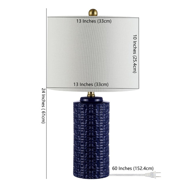 Safavieh ARTEF, Elegant Ceramic Table Lamp Set of 2 - 24-Inch Modern Design for Stylish Home Lighting Navy Blue TBL4338B-SET2