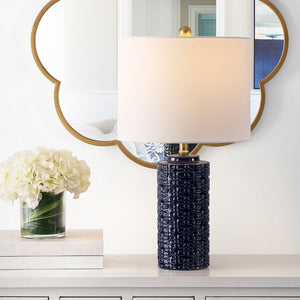 Safavieh ARTEF, Elegant Ceramic Table Lamp Set of 2 - 24-Inch Modern Design for Stylish Home Lighting Navy Blue TBL4338B-SET2