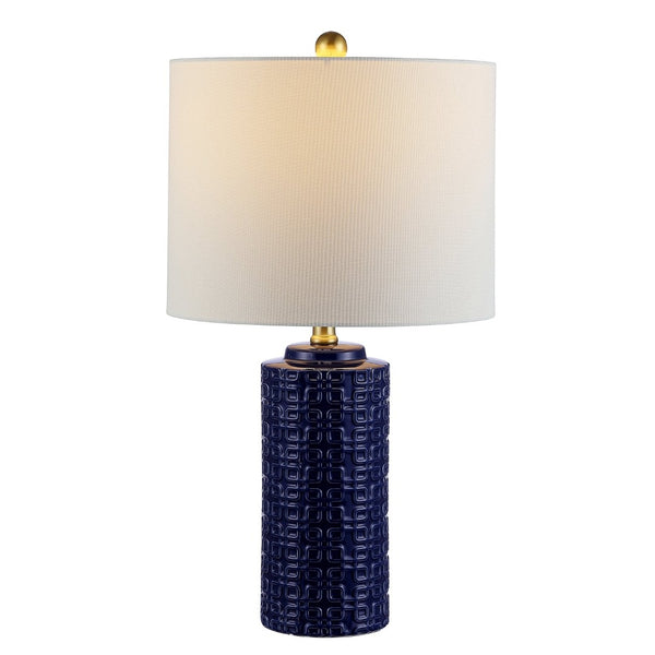 Safavieh ARTEF, Elegant Ceramic Table Lamp Set of 2 - 24-Inch Modern Design for Stylish Home Lighting Navy Blue TBL4338B-SET2
