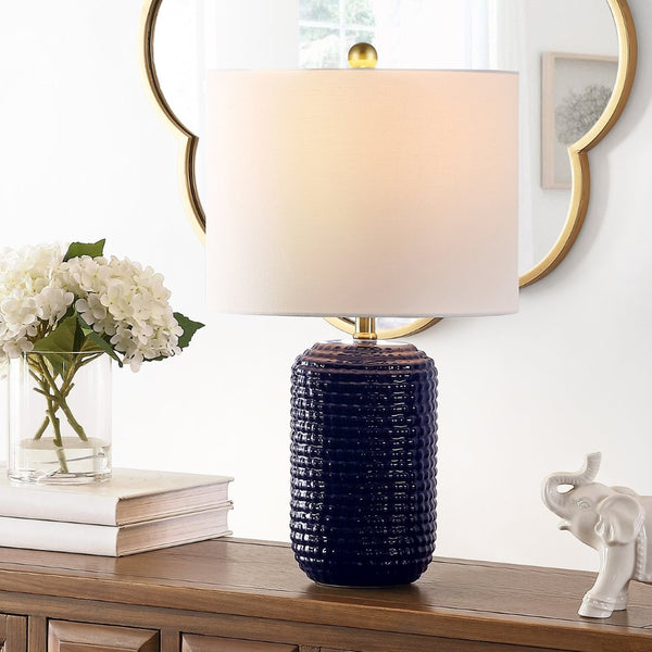 Safavieh JACE, Elegant 22-Inch Navy Blue Ceramic Table Lamp Set of 2 for Modern & Classic Home Décor TBL4342A-SET2