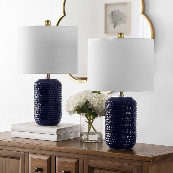 Safavieh JACE, Elegant 22-Inch Navy Blue Ceramic Table Lamp Set of 2 for Modern & Classic Home Décor TBL4342A-SET2