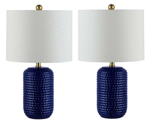Safavieh JACE, Elegant 22-Inch Navy Blue Ceramic Table Lamp Set of 2 for Modern & Classic Home Décor TBL4342A-SET2