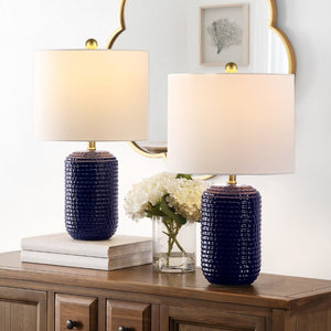 Safavieh JACE, Elegant 22-Inch Navy Blue Ceramic Table Lamp Set of 2 for Modern & Classic Home Décor TBL4342A-SET2