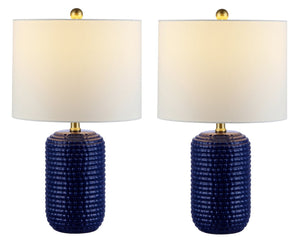 Safavieh JACE, Elegant 22-Inch Navy Blue Ceramic Table Lamp Set of 2 for Modern & Classic Home Décor TBL4342A-SET2