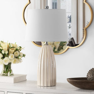 Safavieh KAYDEN, Elegant 25.5-Inch Ceramic Table Lamp for Chic Lighting in Modern and Classic Interiors Ivory TBL4343A