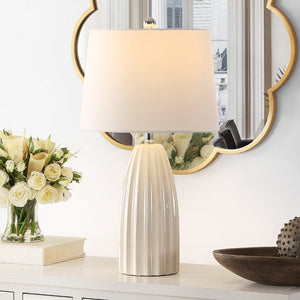 Safavieh KAYDEN, Elegant 25.5-Inch Ceramic Table Lamp for Chic Lighting in Modern and Classic Interiors Ivory TBL4343A