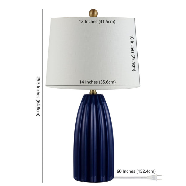 Safavieh KAYDEN, Elegant 25.5-Inch Ceramic Table Lamp for Chic Lighting in Modern and Classic Interiors Navy Blue TBL4343B