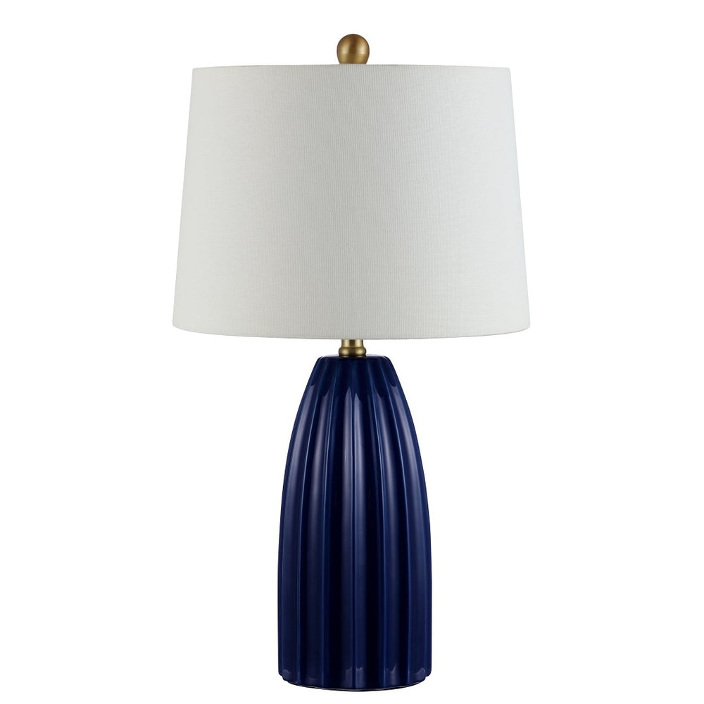 Safavieh KAYDEN, Elegant 25.5-Inch Ceramic Table Lamp for Chic Lighting in Modern and Classic Interiors Navy Blue TBL4343B