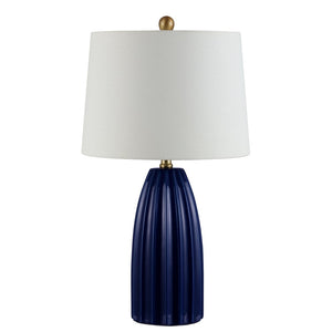 Safavieh KAYDEN, Elegant 25.5-Inch Ceramic Table Lamp for Chic Lighting in Modern and Classic Interiors Navy Blue TBL4343B