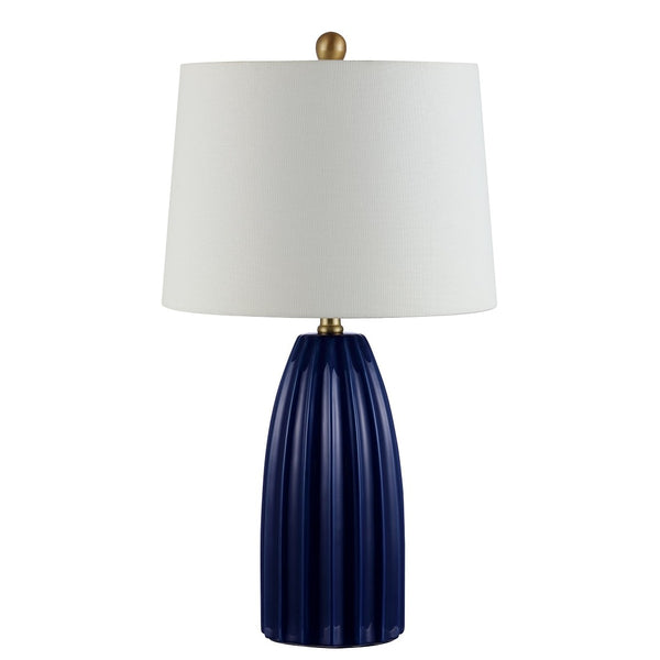 Safavieh KAYDEN, Elegant 25.5-Inch Ceramic Table Lamp for Chic Lighting in Modern and Classic Interiors Navy Blue TBL4343B