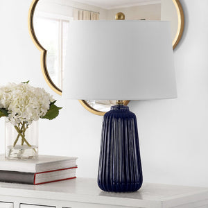 Safavieh SAWYER, 24-INCH CERAMIC TABLE LAMP - Timeless Design for Home Décor, Perfect for Any Room Style Navy Blue TBL4344B