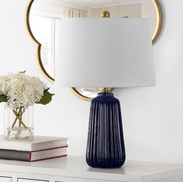 Safavieh SAWYER, 24-INCH CERAMIC TABLE LAMP - Timeless Design for Home Décor, Perfect for Any Room Style Navy Blue TBL4344B