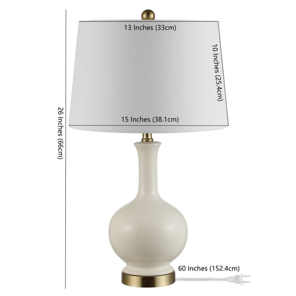 Safavieh BOWIE, 26-Inch Ceramic Table Lamp - Timeless Design for Stylish Living Rooms and Bedrooms Cream TBL4346A