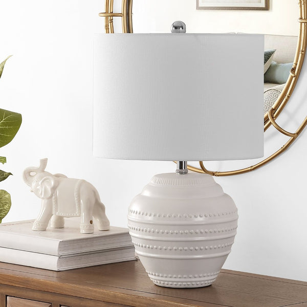 Safavieh LENON, Elegant 22-Inch White Ceramic Table Lamp - Versatile Minimalist Design for Any Room Decor TBL4347A