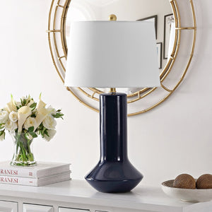Safavieh WELLS, 28-Inch Navy Blue Ceramic Table Lamp - Elegant Design for Modern & Traditional Spaces TBL4349A