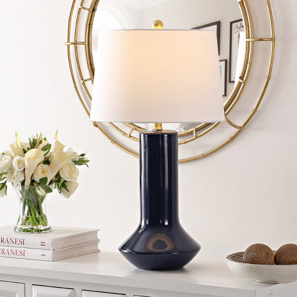 Safavieh WELLS, 28-Inch Navy Blue Ceramic Table Lamp - Elegant Design for Modern & Traditional Spaces TBL4349A