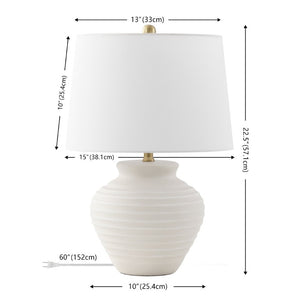 Safavieh Ledger, Ceramic Table Lamp with Bone Finish Sculptural Base for Modern Living Spaces TBL4352B