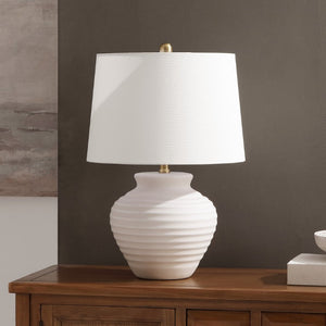 Safavieh Ledger, Ceramic Table Lamp with Bone Finish Sculptural Base for Modern Living Spaces TBL4352B
