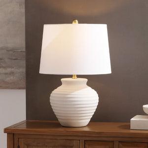 Safavieh Ledger, Ceramic Table Lamp with Bone Finish Sculptural Base for Modern Living Spaces TBL4352B