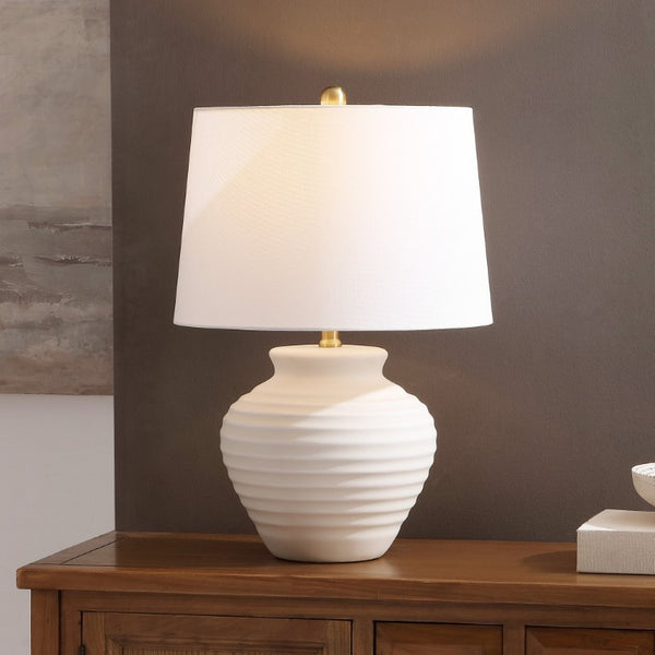 Safavieh Ledger, Ceramic Table Lamp with Bone Finish Sculptural Base for Modern Living Spaces TBL4352B