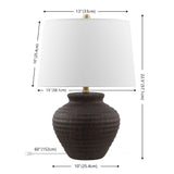 Safavieh Ledger, 22.5 Inch, Dark Brown, Ceramic Table Lamp White Shade Ceramic