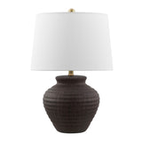 Safavieh Ledger, 22.5 Inch, Dark Brown, Ceramic Table Lamp White Shade Ceramic