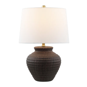 Safavieh Ledger, 22.5 Inch, Dark Brown, Ceramic Table Lamp White Shade Ceramic