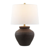 Safavieh Ledger, 22.5 Inch, Dark Brown, Ceramic Table Lamp White Shade Ceramic