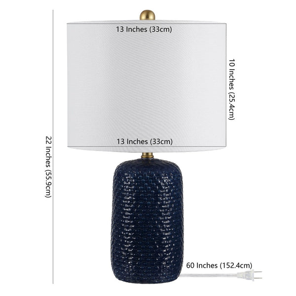 Safavieh HUXLEY, 22-Inch Navy Ceramic Table Lamp - Elegant Ambient Light for Modern and Classic Décor Styles TBL4354A-SET2
