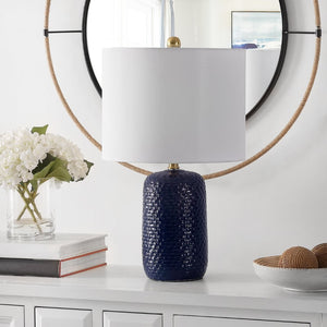 Safavieh HUXLEY, 22-Inch Navy Ceramic Table Lamp - Elegant Ambient Light for Modern and Classic Décor Styles TBL4354A-SET2