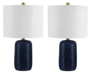 Safavieh HUXLEY, 22-Inch Navy Ceramic Table Lamp - Elegant Ambient Light for Modern and Classic Décor Styles TBL4354A-SET2