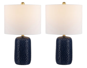 Safavieh HUXLEY, 22-Inch Navy Ceramic Table Lamp - Elegant Ambient Light for Modern and Classic Décor Styles TBL4354A-SET2