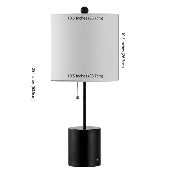 Safavieh DALRA, 25-Inch Black Iron Table Lamp with USB Port – Modern Design for Stylish Desk & Bedside Use TBL4358A