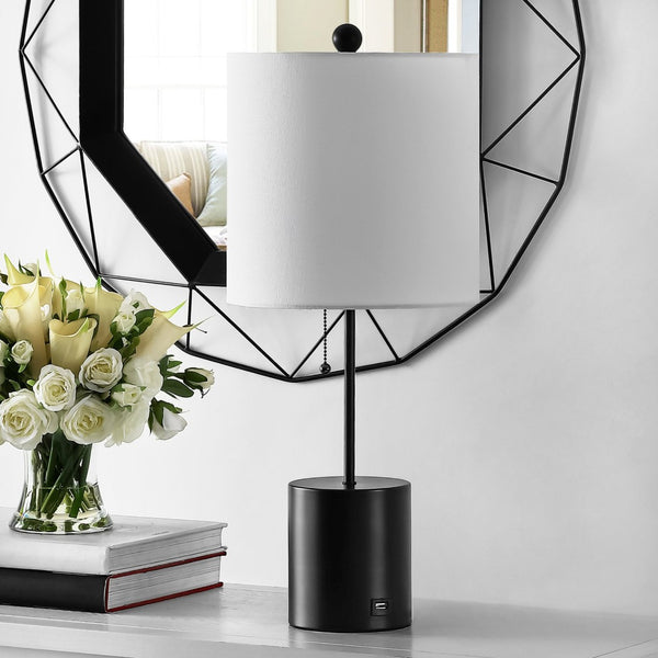 Safavieh DALRA, 25-Inch Black Iron Table Lamp with USB Port – Modern Design for Stylish Desk & Bedside Use TBL4358A