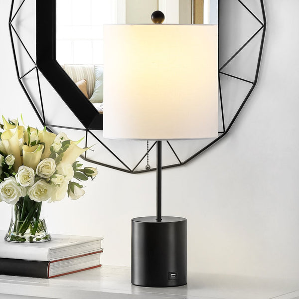 Safavieh DALRA, 25-Inch Black Iron Table Lamp with USB Port – Modern Design for Stylish Desk & Bedside Use TBL4358A