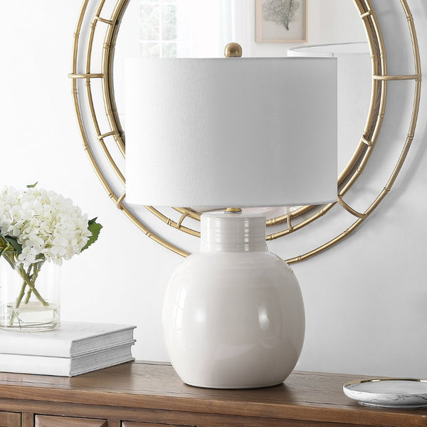 Safavieh SYRA, 24-Inch Ivory Ceramic Table Lamp - Elegant Glow for Living Rooms, Bedrooms & Office Spaces TBL4360A